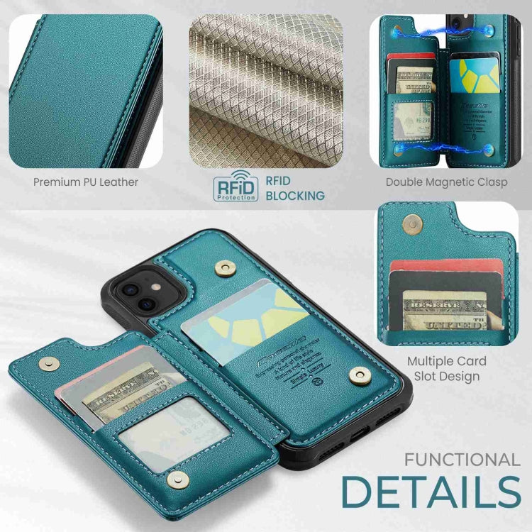 For iPhone 12 / 12 Pro CaseMe C22 Card Slots Holder RFID Anti-theft Phone Case(Blue Green) - iPhone 12 / 12 Pro Cases by CaseMe | Online Shopping South Africa | PMC Jewellery | Buy Now Pay Later Mobicred