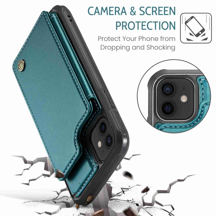 For iPhone 12 / 12 Pro CaseMe C22 Card Slots Holder RFID Anti-theft Phone Case(Blue Green) - iPhone 12 / 12 Pro Cases by CaseMe | Online Shopping South Africa | PMC Jewellery | Buy Now Pay Later Mobicred