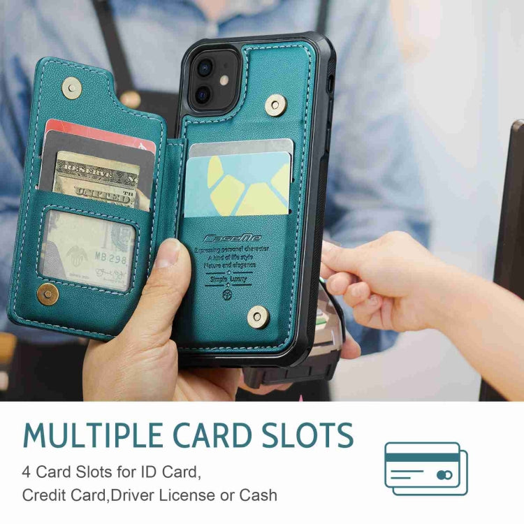 For iPhone 12 / 12 Pro CaseMe C22 Card Slots Holder RFID Anti-theft Phone Case(Blue Green) - iPhone 12 / 12 Pro Cases by CaseMe | Online Shopping South Africa | PMC Jewellery | Buy Now Pay Later Mobicred