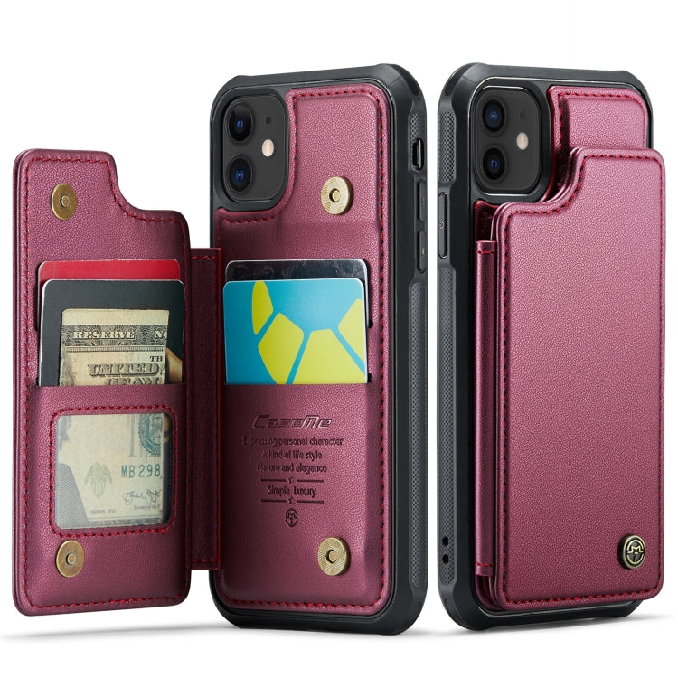 For iPhone 12 / 12 Pro CaseMe C22 Card Slots Holder RFID Anti-theft Phone Case(Wine Red) - free shipping - PMC Jewellery - Order now!