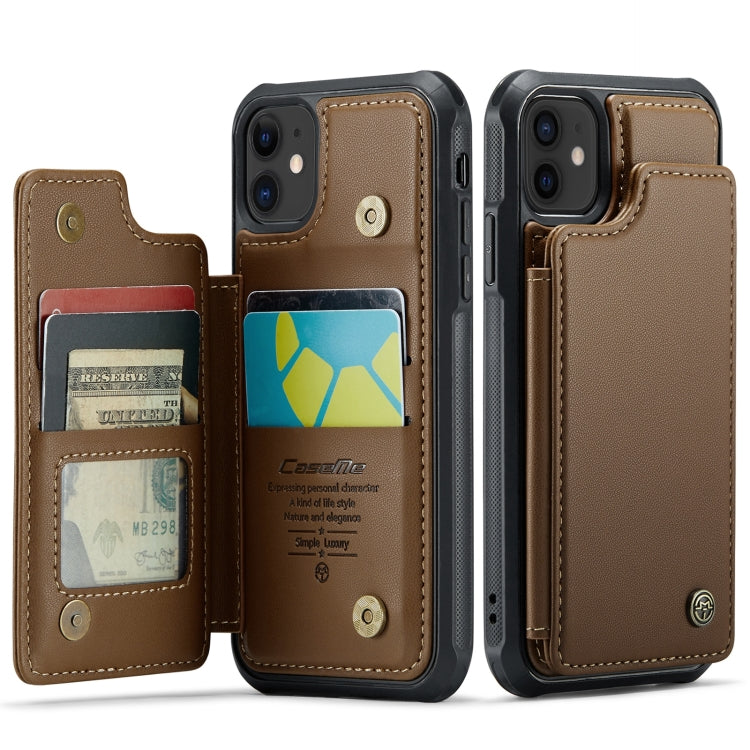 For iPhone 12 / 12 Pro CaseMe C22 Card Slots Holder RFID Anti-theft Phone Case(Brown) - free shipping - PMC Jewellery - Order now!