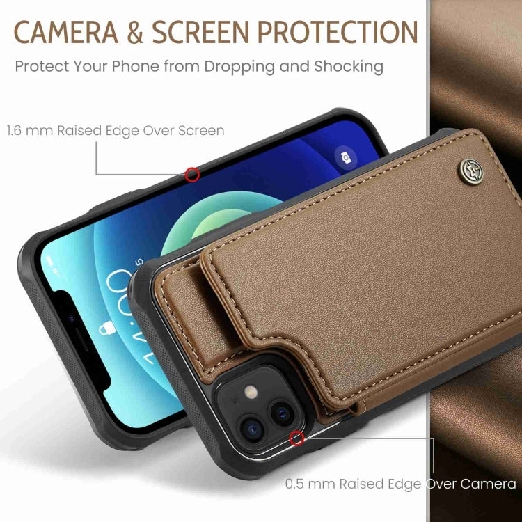 For iPhone 12 / 12 Pro CaseMe C22 Card Slots Holder RFID Anti-theft Phone Case(Brown) - free shipping - PMC Jewellery - Order now!