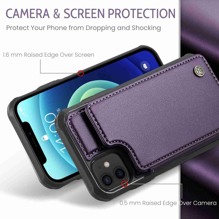 For iPhone 12 / 12 Pro CaseMe C22 Card Slots Holder RFID Anti-theft Phone Case(Purple) - free shipping - PMC Jewellery - Order now!