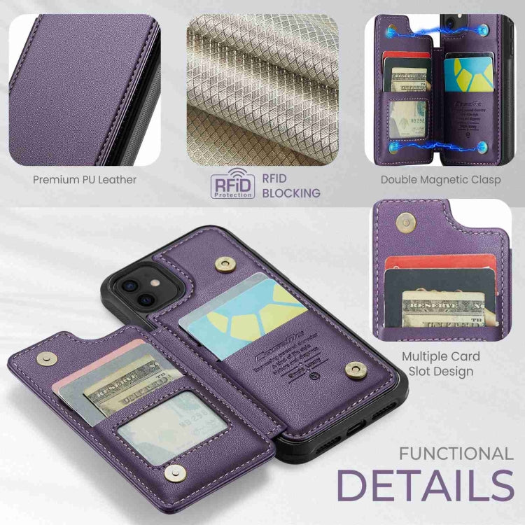 For iPhone 12 / 12 Pro CaseMe C22 Card Slots Holder RFID Anti-theft Phone Case(Purple) - free shipping - PMC Jewellery - Order now!