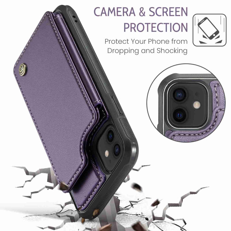 For iPhone 12 / 12 Pro CaseMe C22 Card Slots Holder RFID Anti-theft Phone Case(Purple) - free shipping - PMC Jewellery - Order now!
