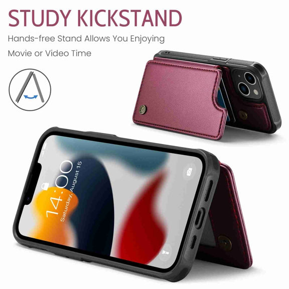 For iPhone 13 CaseMe C22 Card Slots Holder RFID Anti-theft Phone Case(Wine Red)