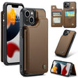 For iPhone 13 CaseMe C22 Card Slots Holder RFID Anti-theft Phone Case(Brown) - free shipping - PMC Jewellery - Order now!
