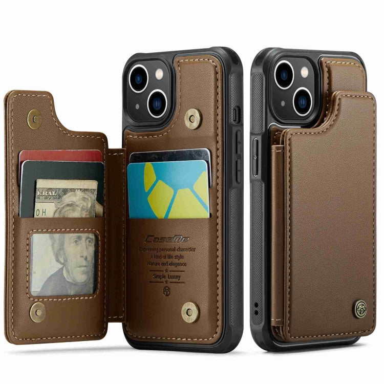 For iPhone 13 CaseMe C22 Card Slots Holder RFID Anti-theft Phone Case(Brown) - free shipping - PMC Jewellery - Order now!