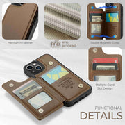 For iPhone 13 CaseMe C22 Card Slots Holder RFID Anti-theft Phone Case(Brown)