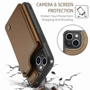 For iPhone 13 CaseMe C22 Card Slots Holder RFID Anti-theft Phone Case(Brown)