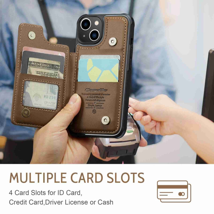 For iPhone 13 CaseMe C22 Card Slots Holder RFID Anti-theft Phone Case(Brown) - free shipping - PMC Jewellery - Order now!