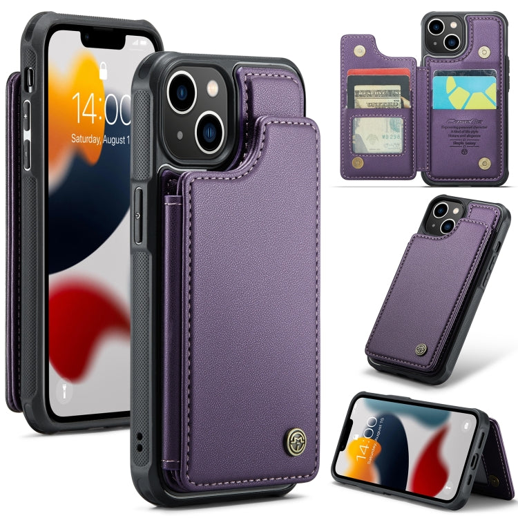 For iPhone 13 CaseMe C22 Card Slots Holder RFID Anti-theft Phone Case(Purple) - free shipping - PMC Jewellery - Order now!