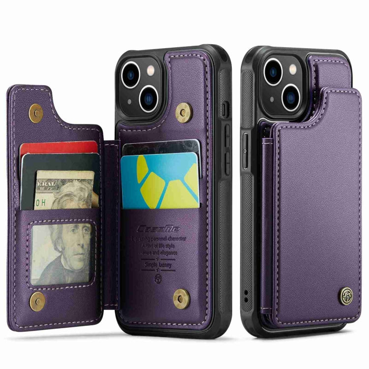 For iPhone 13 CaseMe C22 Card Slots Holder RFID Anti-theft Phone Case(Purple) - free shipping - PMC Jewellery - Order now!