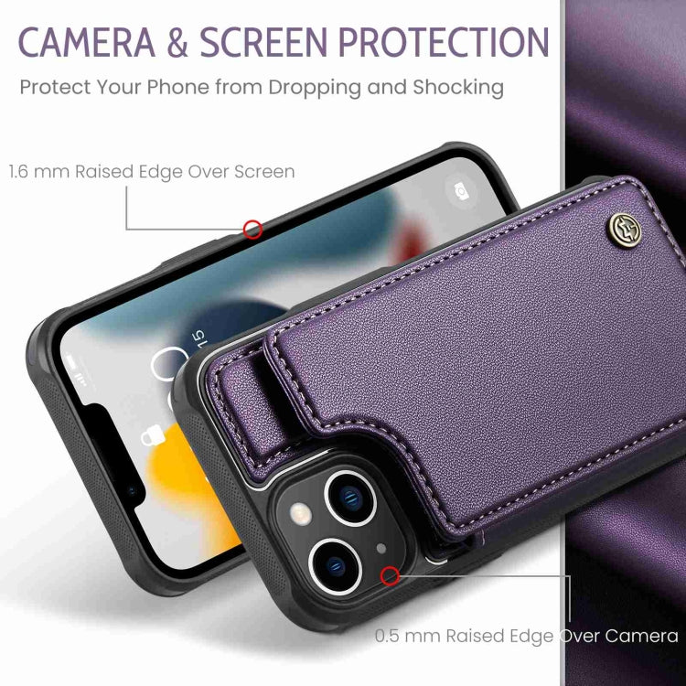 For iPhone 13 CaseMe C22 Card Slots Holder RFID Anti-theft Phone Case(Purple) - free shipping - PMC Jewellery - Order now!