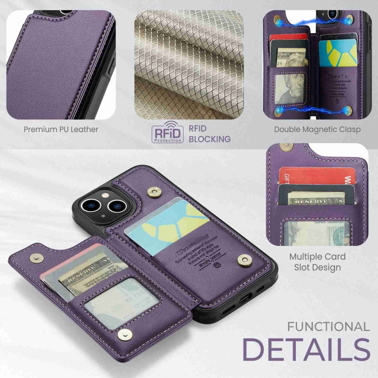 For iPhone 13 CaseMe C22 Card Slots Holder RFID Anti-theft Phone Case(Purple) - free shipping - PMC Jewellery - Order now!
