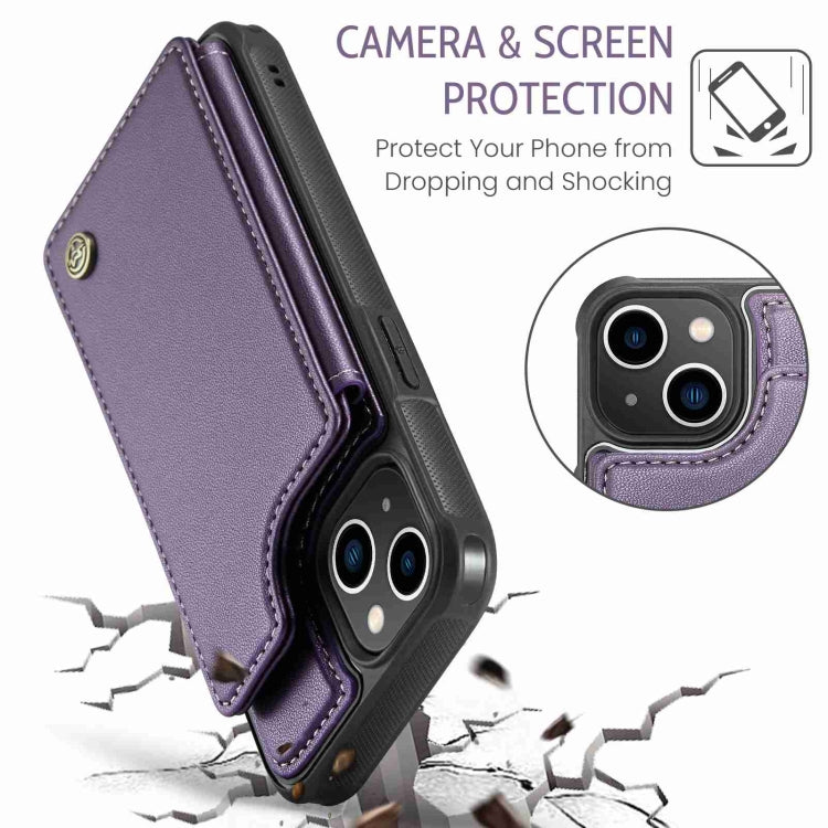 For iPhone 13 CaseMe C22 Card Slots Holder RFID Anti-theft Phone Case(Purple) - free shipping - PMC Jewellery - Order now!