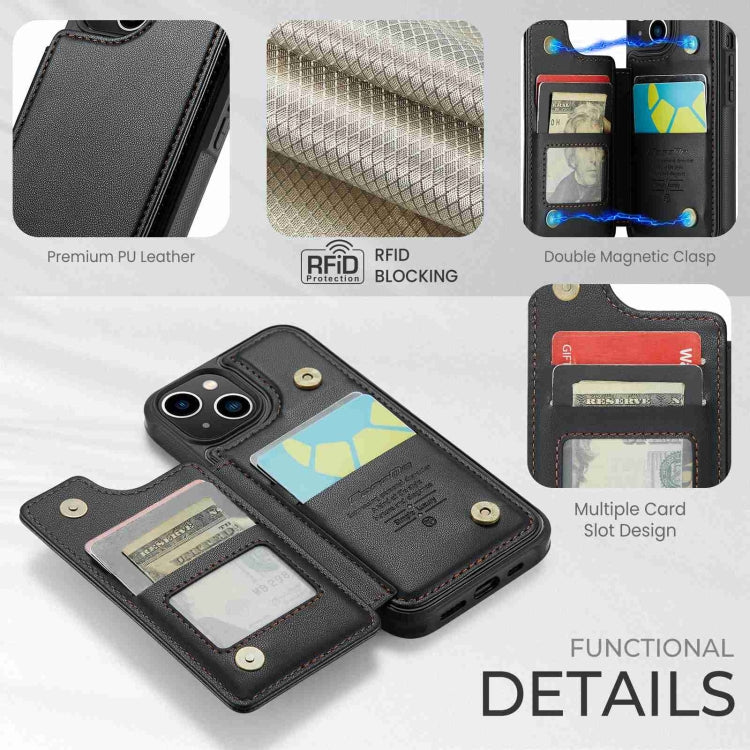 For iPhone 13 CaseMe C22 Card Slots Holder RFID Anti-theft Phone Case(Black) - free shipping - PMC Jewellery - Order now!