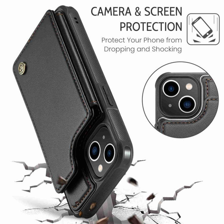 For iPhone 13 CaseMe C22 Card Slots Holder RFID Anti-theft Phone Case(Black) - free shipping - PMC Jewellery - Order now!