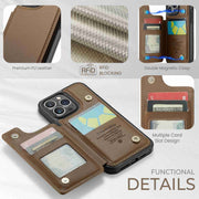 For iPhone 13 Pro CaseMe C22 Card Slots Holder RFID Anti-theft Phone Case(Brown)