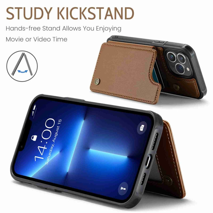For iPhone 13 Pro CaseMe C22 Card Slots Holder RFID Anti-theft Phone Case(Brown) - free shipping - PMC Jewellery - Order now!