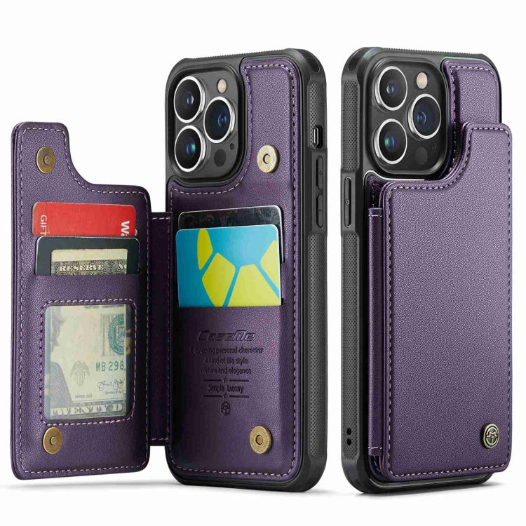 For iPhone 13 Pro CaseMe C22 Card Slots Holder RFID Anti-theft Phone Case(Purple) - free shipping - PMC Jewellery - Order now!