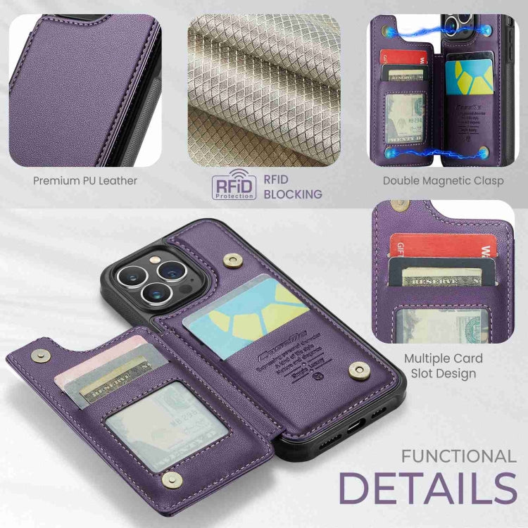 For iPhone 13 Pro CaseMe C22 Card Slots Holder RFID Anti-theft Phone Case(Purple) - free shipping - PMC Jewellery - Order now!