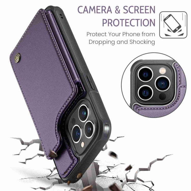 For iPhone 13 Pro CaseMe C22 Card Slots Holder RFID Anti-theft Phone Case(Purple) - free shipping - PMC Jewellery - Order now!