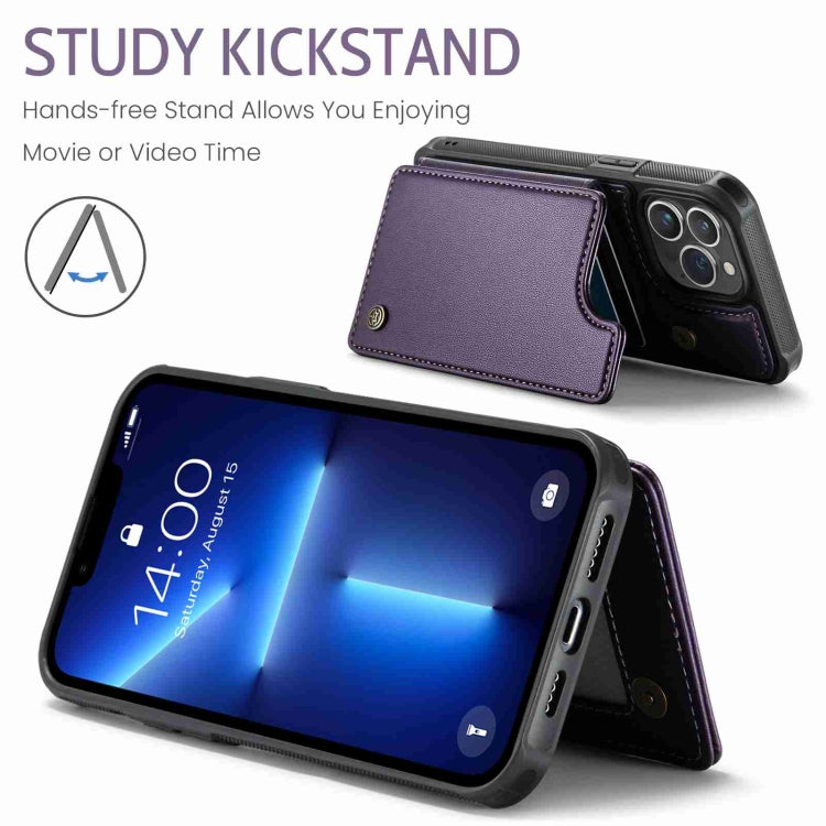 For iPhone 13 Pro CaseMe C22 Card Slots Holder RFID Anti-theft Phone Case(Purple) - free shipping - PMC Jewellery - Order now!