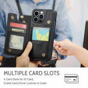 For iPhone 13 Pro CaseMe C22 Card Slots Holder RFID Anti-theft Phone Case(Black)