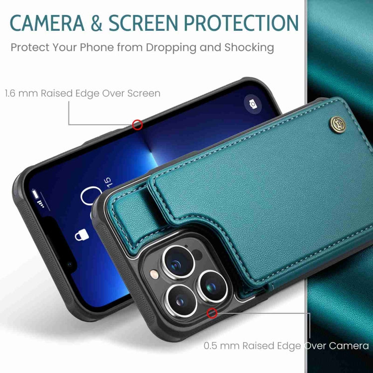 For iPhone 13 Pro Max CaseMe C22 Card Slots Holder RFID Anti-theft Phone Case(Blue Green) - free shipping - PMC Jewellery - Order now!