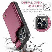 For iPhone 13 Pro Max CaseMe C22 Card Slots Holder RFID Anti-theft Phone Case(Wine Red)