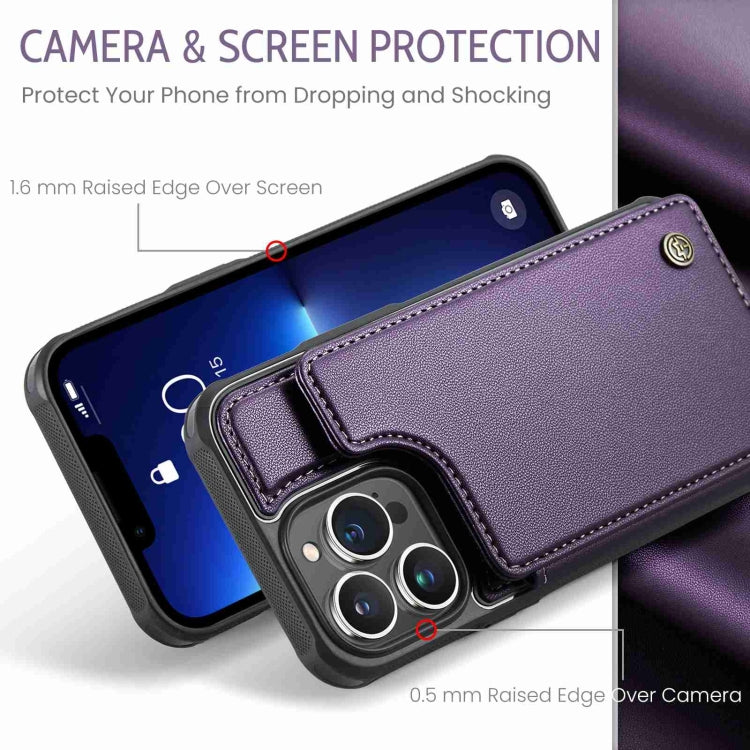 For iPhone 13 Pro Max CaseMe C22 Card Slots Holder RFID Anti-theft Phone Case(Purple) - free shipping - PMC Jewellery - Order now!