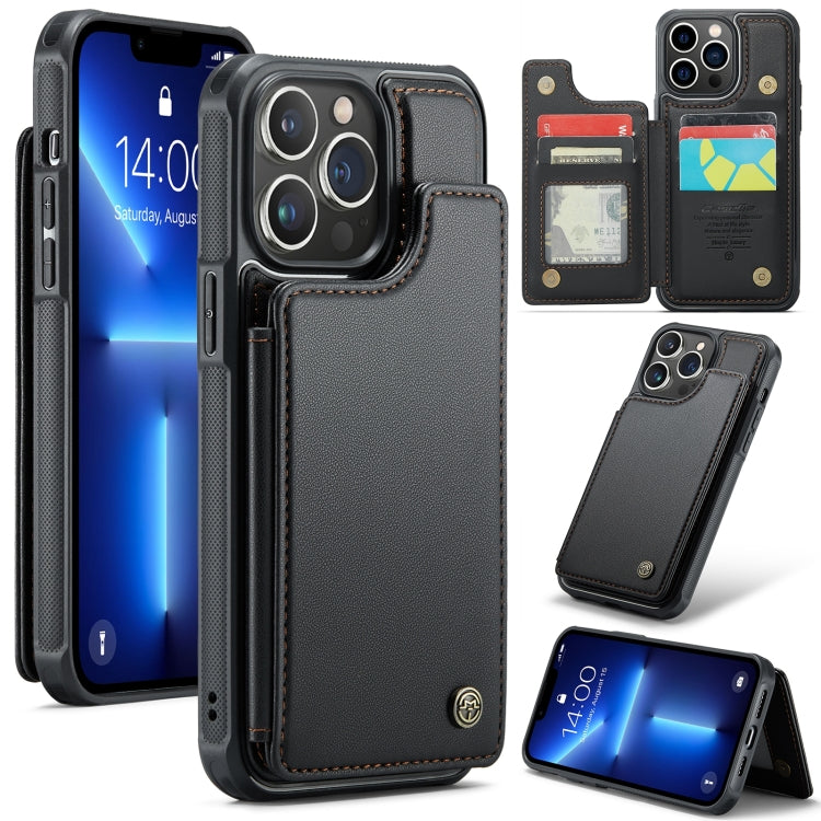 For iPhone 13 Pro Max CaseMe C22 Card Slots Holder RFID Anti-theft Phone Case(Black) - free shipping - PMC Jewellery - Order now!