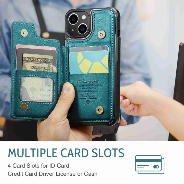 For iPhone 14 CaseMe C22 Card Slots Holder RFID Anti-theft Phone Case(Blue Green) - free shipping - PMC Jewellery - Order now!