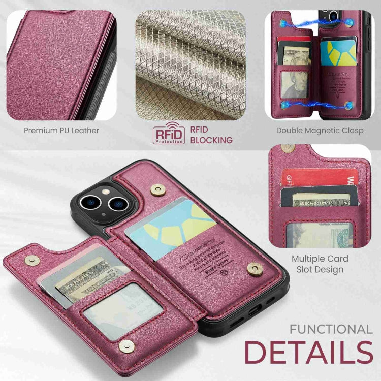 For iPhone 14 CaseMe C22 Card Slots Holder RFID Anti-theft Phone Case(Wine Red) - iPhone 14 Cases by CaseMe | Online Shopping South Africa | PMC Jewellery | Buy Now Pay Later Mobicred