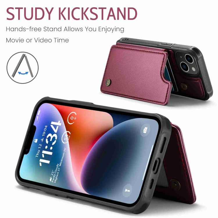 For iPhone 14 CaseMe C22 Card Slots Holder RFID Anti-theft Phone Case(Wine Red) - iPhone 14 Cases by CaseMe | Online Shopping South Africa | PMC Jewellery | Buy Now Pay Later Mobicred