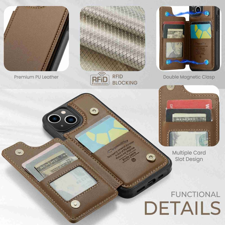 For iPhone 14 CaseMe C22 Card Slots Holder RFID Anti-theft Phone Case(Brown) - free shipping - PMC Jewellery - Order now!