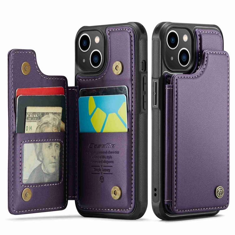For iPhone 14 CaseMe C22 Card Slots Holder RFID Anti-theft Phone Case(Purple) - free shipping - PMC Jewellery - Order now!