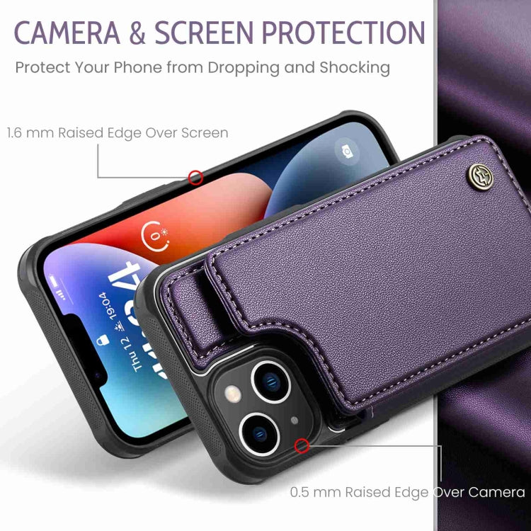 For iPhone 14 CaseMe C22 Card Slots Holder RFID Anti-theft Phone Case(Purple) - free shipping - PMC Jewellery - Order now!