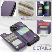 For iPhone 14 CaseMe C22 Card Slots Holder RFID Anti-theft Phone Case(Purple)