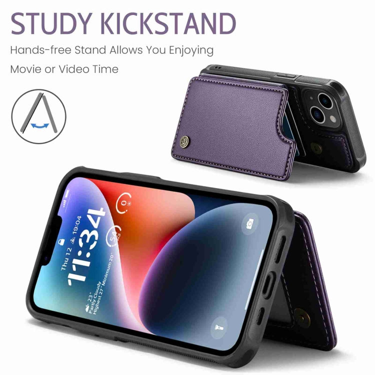 For iPhone 14 CaseMe C22 Card Slots Holder RFID Anti-theft Phone Case(Purple)
