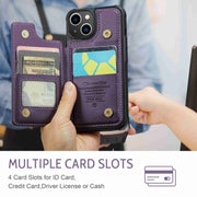 For iPhone 14 CaseMe C22 Card Slots Holder RFID Anti-theft Phone Case(Purple)