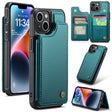 For iPhone 14 Plus CaseMe C22 Card Slots Holder RFID Anti-theft Phone Case(Blue Green) - free shipping - PMC Jewellery - Order now!