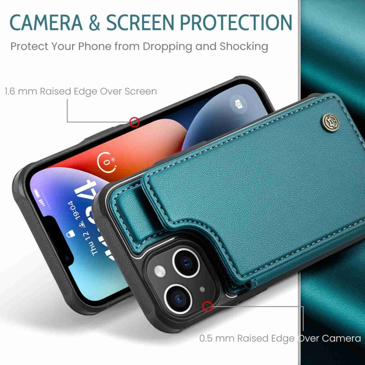 For iPhone 14 Plus CaseMe C22 Card Slots Holder RFID Anti-theft Phone Case(Blue Green) - free shipping - PMC Jewellery - Order now!