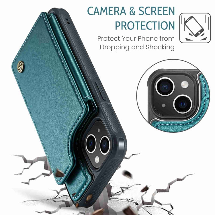 For iPhone 14 Plus CaseMe C22 Card Slots Holder RFID Anti-theft Phone Case(Blue Green) - free shipping - PMC Jewellery - Order now!