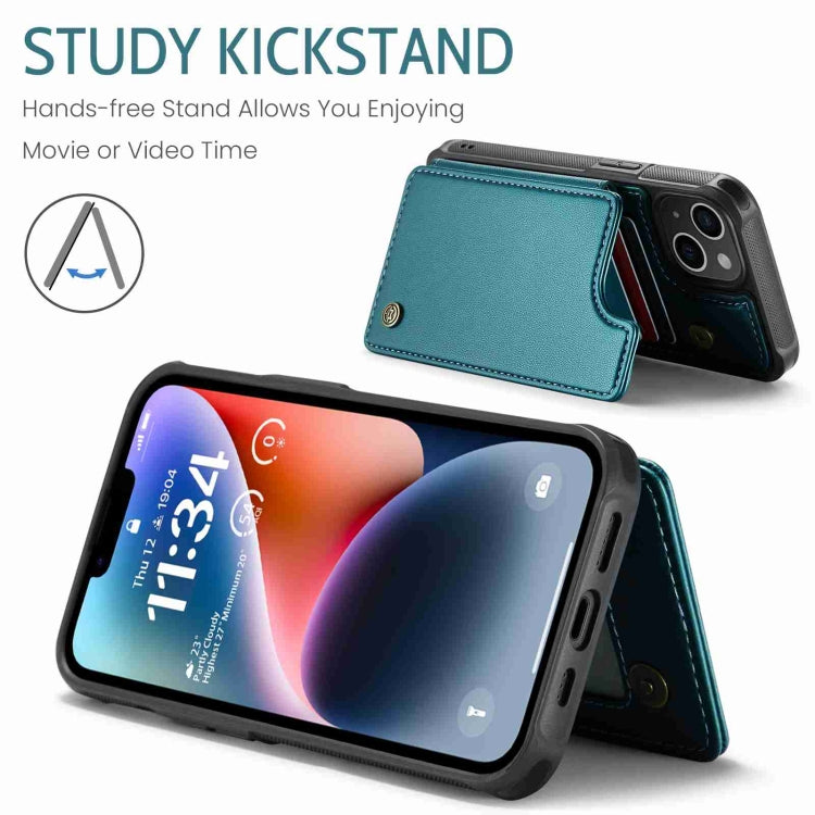 For iPhone 14 Plus CaseMe C22 Card Slots Holder RFID Anti-theft Phone Case(Blue Green) - free shipping - PMC Jewellery - Order now!
