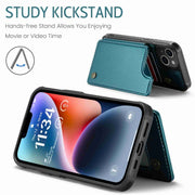 For iPhone 14 Plus CaseMe C22 Card Slots Holder RFID Anti-theft Phone Case(Blue Green)