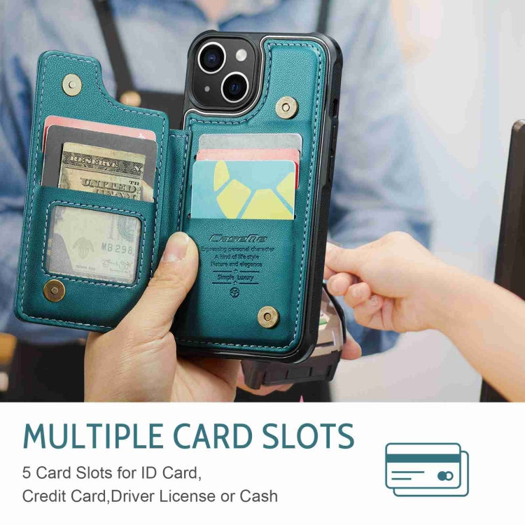 For iPhone 14 Plus CaseMe C22 Card Slots Holder RFID Anti-theft Phone Case(Blue Green) - free shipping - PMC Jewellery - Order now!