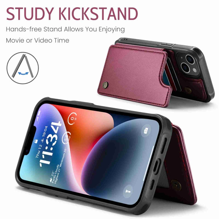 For iPhone 14 Plus CaseMe C22 Card Slots Holder RFID Anti-theft Phone Case(Wine Red) - free shipping - PMC Jewellery - Order now!