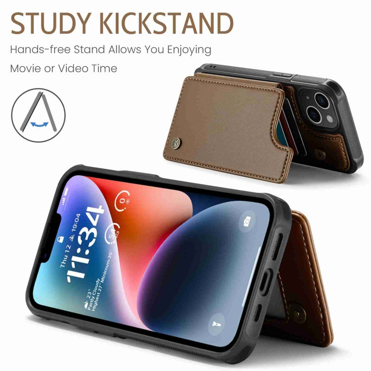 For iPhone 14 Plus CaseMe C22 Card Slots Holder RFID Anti-theft Phone Case(Brown) - free shipping - PMC Jewellery - Order now!